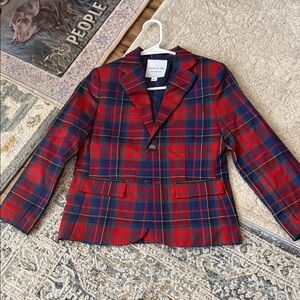 Janie and Jack Red and Blue Checkered Blazer